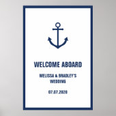Poster Voyant d'Ancre nautique Mariage Welcome Aboard 32x (Devant)