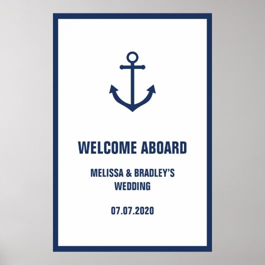 Poster Voyant d'Ancre nautique Mariage Welcome Aboard 32x (Devant)