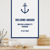 Poster Voyant d'Ancre nautique Mariage Welcome Aboard 32x (Cuisine)