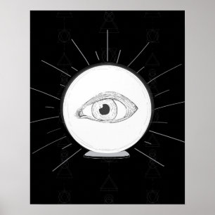 Poster Voyante Œil de Voyant Boule de Cristal Ésotérique