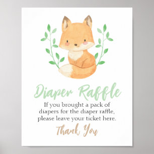 Poster Voyelle d'aquarelle Woodland Fox Diaper Signe de c