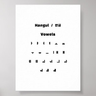 Poster Voyelles Hangul / 한 모 글 음