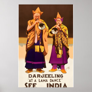 Poster Voyez l'Inde Darjeeling années 1930 Style de voyag