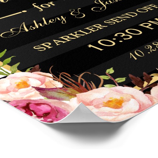 Poster Voyez Love Sparkle Gold Floral Stripes Mariage Sig (Coin)