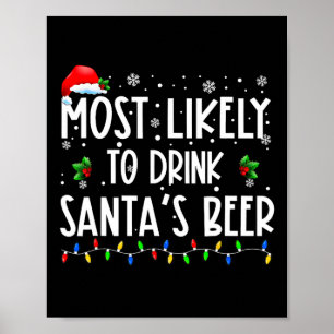 Poster Vraisemblablement De Boire Père Noël Bière Noël Bo