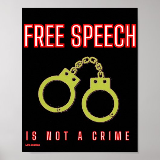 poster "VRIJE SPEECH IS GEEN CRIMINALITEIT" (Voorkant)