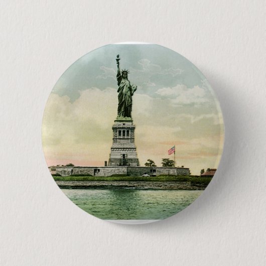  Poster "Vrijheidsbeeld". New York. Ronde Button 5,7 Cm (Voorkant)