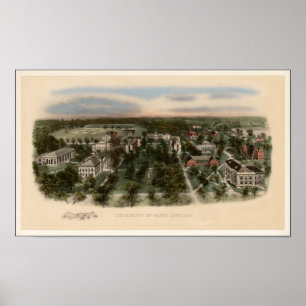 Poster Vue 1907 de l'université de la Caroline du Nord