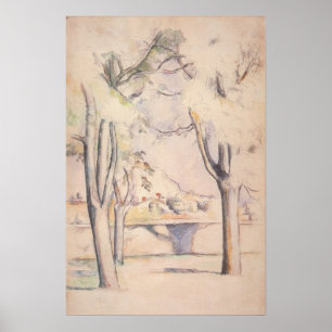 Poster Vue à travers les arbres par Paul Cezanne, Art Vin