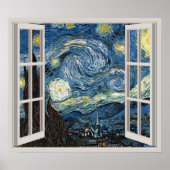 Poster Vue À Travers Une Fenêtre Pour Starry Night Van Go (Devant)