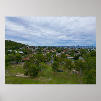 Poster Vue aérienne Bill Hewitt Reserve Brisbane Skyline