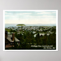 Vue aérienne de Bar Harbor, Maine, vintage