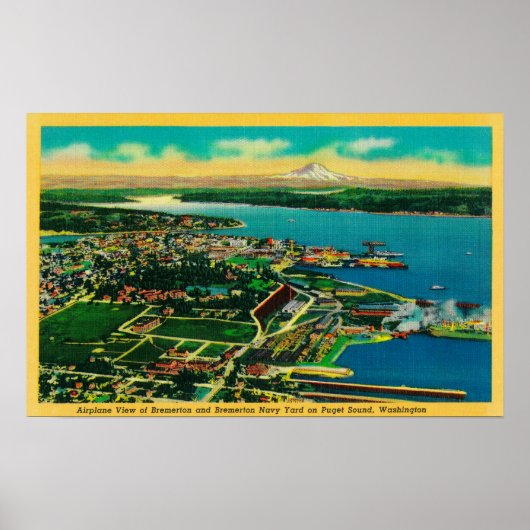 Poster Vue aérienne de Bremerton et Bremerton Navy Yard (Devant)