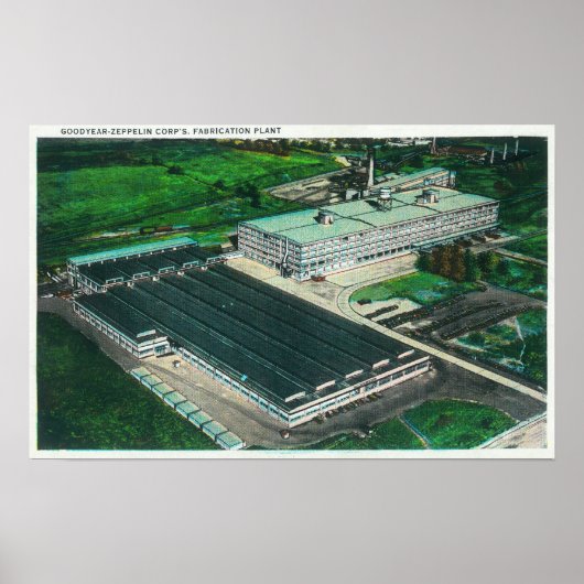 Poster Vue aérienne de Goodyear-Zeppelin Fabrication (Devant)