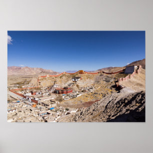 Poster Vue aérienne de Gyantse et du monastère de Palcho