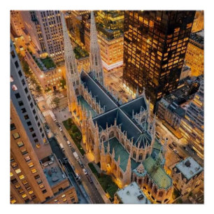 Poster Vue aérienne de la cathédrale Saint-Patrick à New