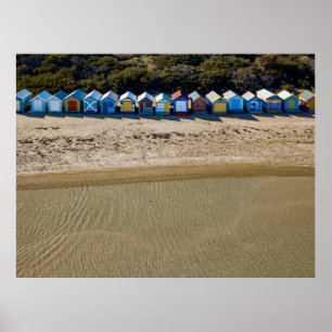 Poster Vue aérienne de la plage de Brighton à Melbourne