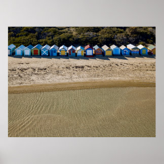 Poster Vue aérienne de la plage de Brighton à Melbourne