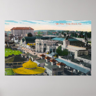 Poster Vue aérienne de la plage PikeLong, CA