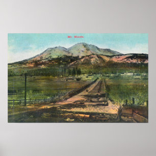 Poster Vue aérienne de la vallée et du mont Shasta