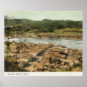 Poster Vue aérienne de la ville et de la rivière