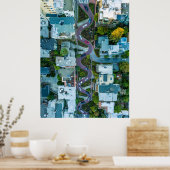 POSTER VUE AÉRIENNE DE LOMBARD STREET, SAN FRANCISCO, USA (Cuisine)