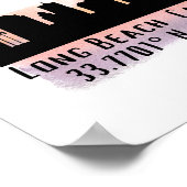 Poster Vue aérienne de Long Beach Latitude et Longitude   (Coin)