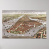 Poster Vue aérienne de Manhattan, New York, États-Unis (Devant)