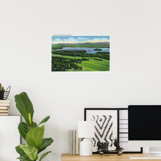 Poster Vue aérienne de Saranac Inn Golf Course & (Bureau à domicile)