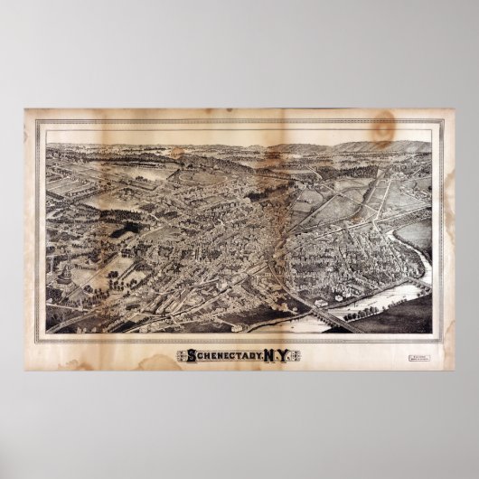 Poster Vue aérienne de Schenectady, New York (1882) (Devant)