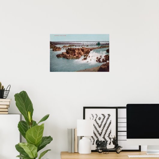 Poster Vue aérienne des chutes et du pont (Bureau à domicile)