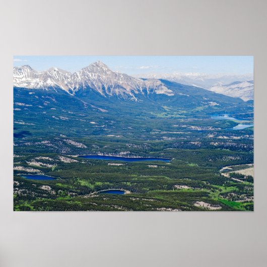 Poster Vue aérienne des lacs Jasper - Canada (Devant)