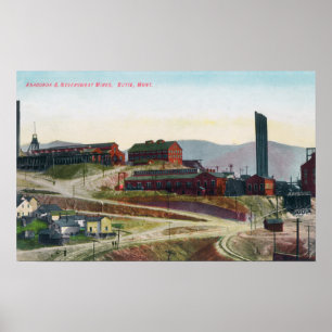 Poster Vue aérienne des mines Anaconda et Neversweat