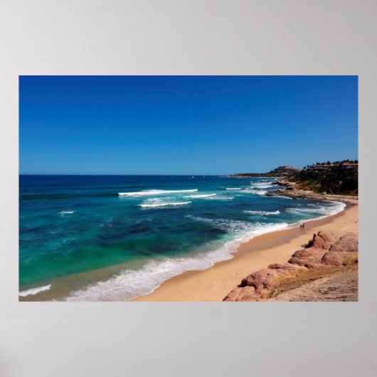 Poster Vue Aérienne Des Touristes Marchant Sur La Plage T (Devant)