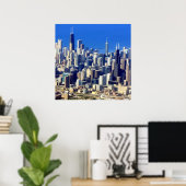 Poster Vue aérienne du centre-ville de Chicago avec le la (Bureau à domicile)