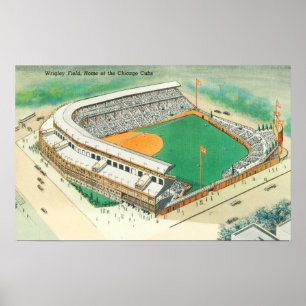 Poster Vue aérienne du champ de Wrigley # du 3Chicago, IL