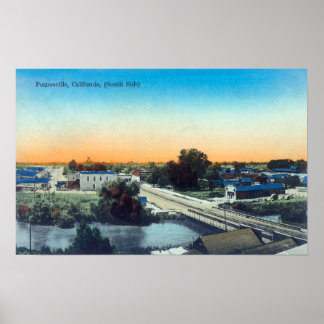 Poster Vue aérienne du côté sud de TownPorterville, CA