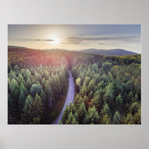 Poster Vue aérienne du coucher du soleil au-dessus de la