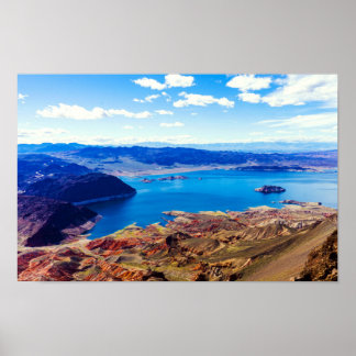 Poster Vue aérienne du lac Mead, vaste désert