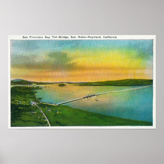 Poster Vue aérienne du pont Bay jusqu'à Hayward, CA (Devant)