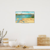 Poster Vue aérienne du pont Carquinez et de la carte (Cuisine)