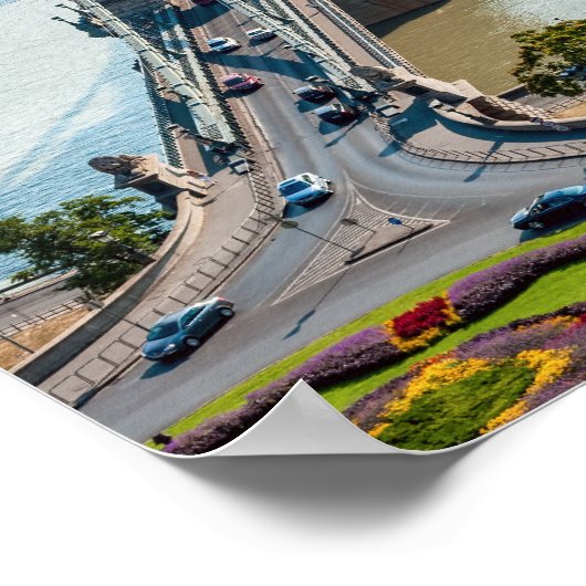 Poster Vue aérienne du Pont des Chaînes - Budapest, Hongr (Coin)