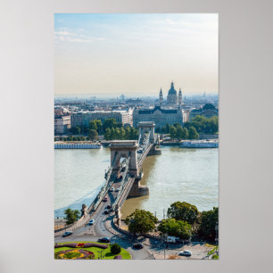 Poster Vue aérienne du Pont des Chaînes - Budapest, Hongr