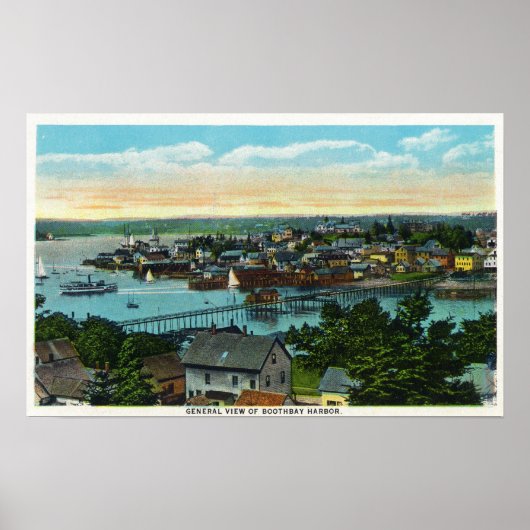 Poster Vue aérienne du port de Boothbay (Devant)