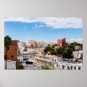 Poster Vue aérienne du port et de la ville de Ciutadella 