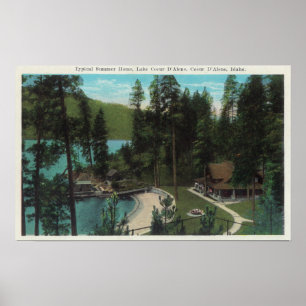 Poster Vue aérienne d'une maison d'été typique sur