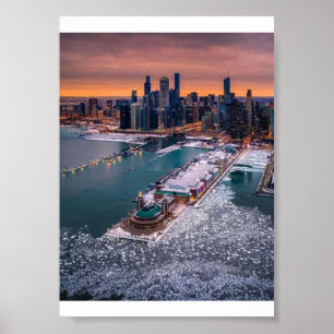 Poster Vue aérienne époustouflante de la skyline de Chica