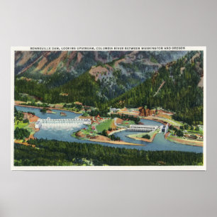 Poster Vue aérienne regardant d'amont du Bonneville