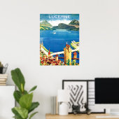 Poster Vue aérienne, ville de Lucerne et lac, Suisse (Bureau à domicile)