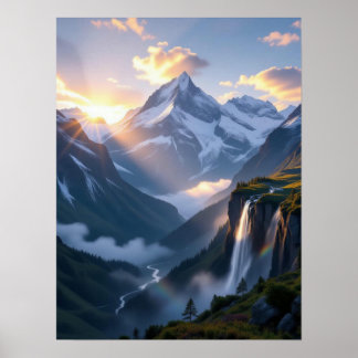 Poster Vue alpine à couper le souffle